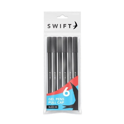 STALLION PULL CAP GEL PENS 7/PK - BLACK. P3057
