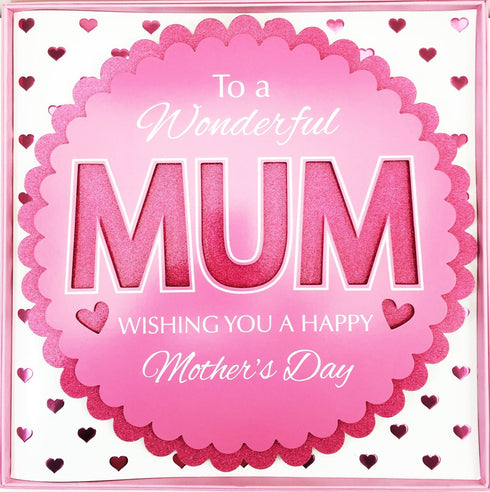 31CM MUM CARDS WITH GLITTER HEARTS. 19248