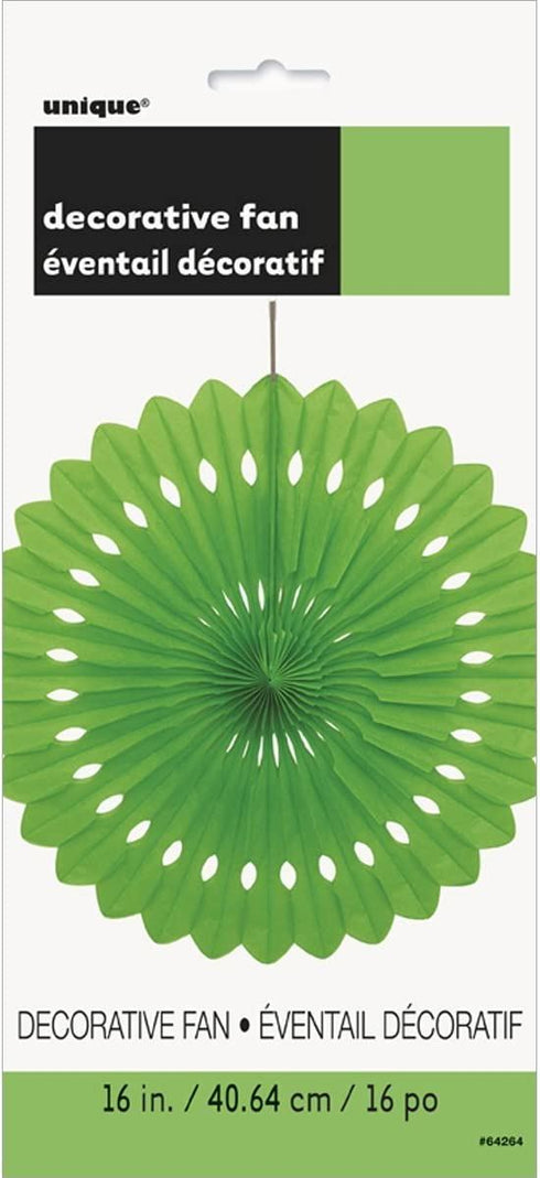 Lime Green Fan Decoration 40cm - Unique Party Accessory