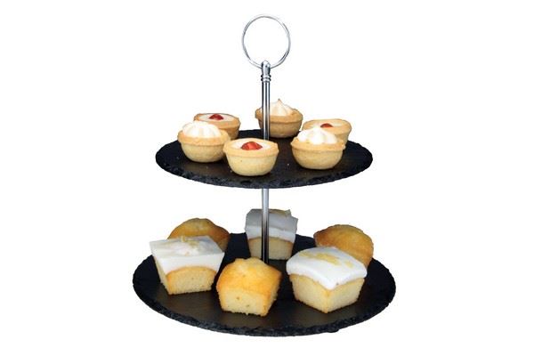 Slate Cake Stand - Elegant APOLLO SLATE 2 TIER CAKE STAND AP1269