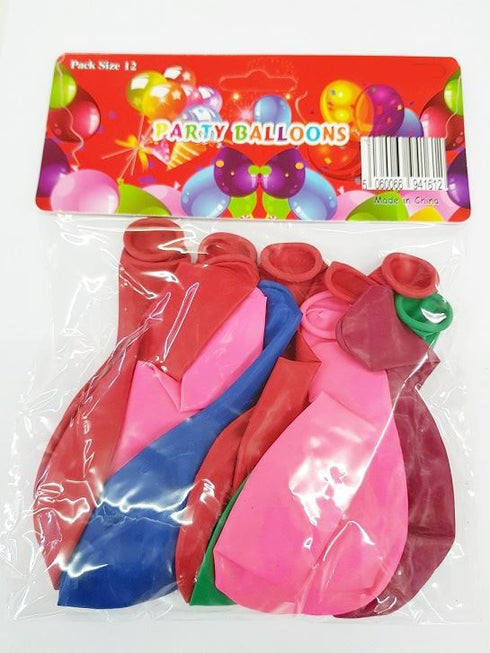 Multicolour Party Balloons - GSD 12 Pack 941612
