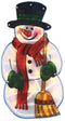 BATTERY OPERATED SNOWMAN METALLIC WINDOW SILHOUETTE SIGN - 20 WHITE LED LIGHTS. BML70360