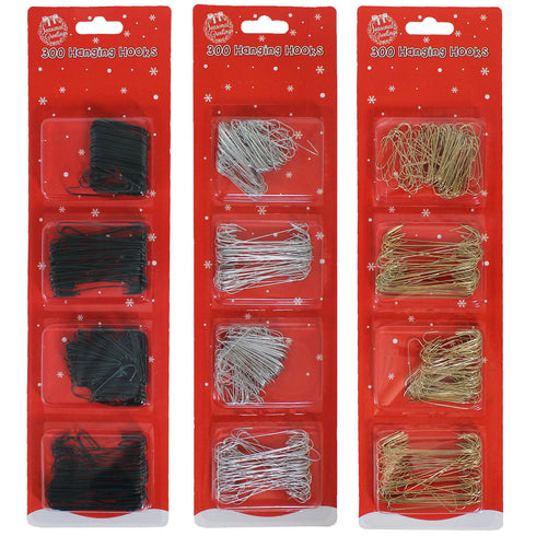 300 CHRISTAMS HANGING HOOKS SILVER/GREEN/GOLD. 9626