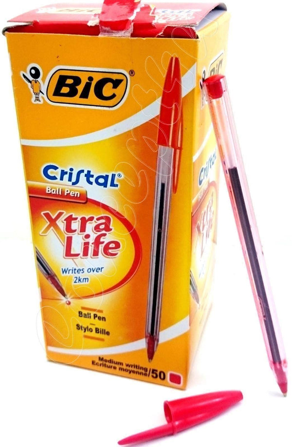 PACK OF 50 BIC CRISTAL BALL PENS RED. BIC5130RED_50