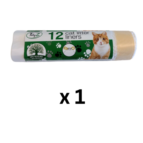 TIDYZ CAT LITTER TRAY LINERS 12 P/K WITH TIE. B0367