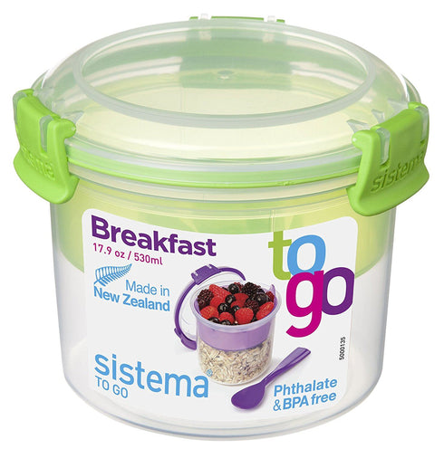 SISTEMA BREAKFAST TO GO 530ML ASSORTED COLOUR. 21355-53C