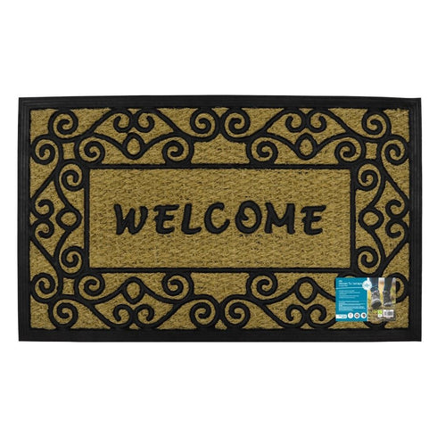 Welcome Door Mat - JVL Woven Tuffscrape Scraper 45x75cm