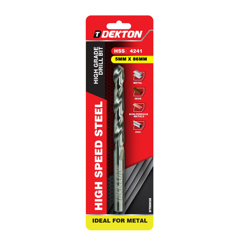 DEKTON HSS-R EDGE GROUND DRILL BIT 5MM X 86MM. DT80058