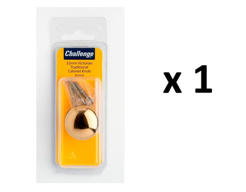 Victorian Cabinet Knob - Brass Plated Traditional Design 32mm