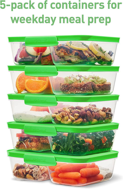 SISTEMA NEST IT MEAL PREP COMPARTMENT CONTAINERS 870ML 5/PK. SIS59165