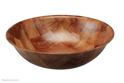 Wooden Serving Bowl - WOOVEN WOOD BOWL 25CM AP1973