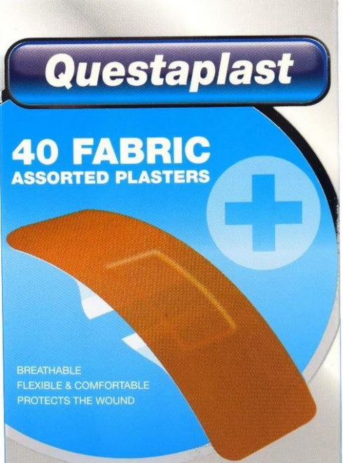QUESTAPLAST ASSORTED FABRIC PLASTERS 40/PK. 43467-003