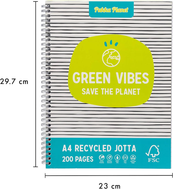 PUKKA PLANET A4+ JOTTA ASSORTED SINGLE - 100 SHEETS OF 80GSM LINED. 9898-SPP