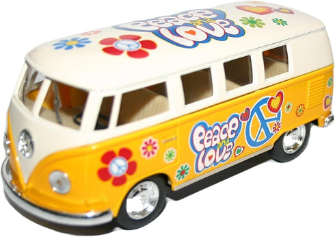 VW CAMPERVAN PEACE LOVE 1:32 SCALE DIECAST TOY CAR. TY4226