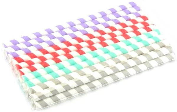 Colorful Smoothie Straws - 20 Pack Paper Striped Design AP8252