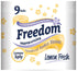 FREEDOM 3 PLY TOILET ROLLS LEMON PACK OF 5 X 9 ROLLS. F0905T3NLEN01 FRT39LE