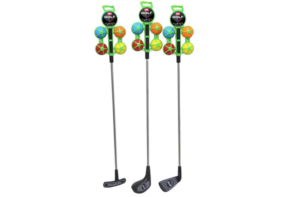 MY GOLF METAL SHAFT CLUB WITH 4 BALLS ** ASSORTED **. TY2102