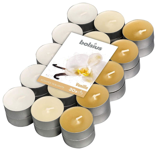 BOLSIUS SCENTED TEALIGHT CANDLES 4HRS 30/PK - VANILA. CN5414