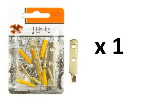 Brassed J Hooks with Screws - SHAW X 2-Pack FS12864