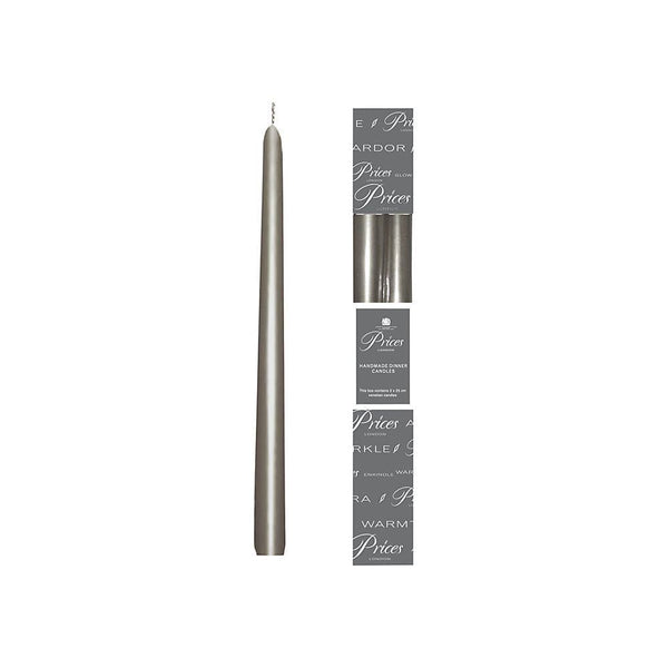 PRICES SILVER VENETIAN DINNER CANDLES 25CM / 10INCH 7HRS 2/PK. VW102430 353918