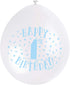 1st Birthday Balloons - Blue Latex Pack of 10 | UNI56030