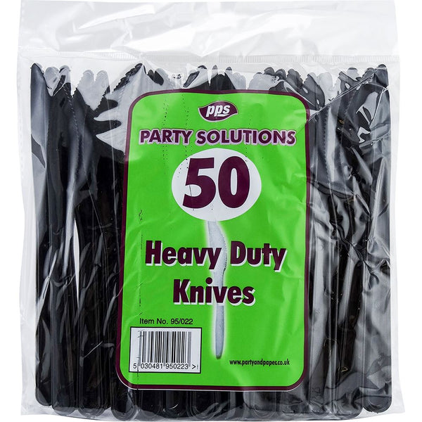 Heavy Duty Plastic Knives - Black, 50 Pack PPS95022