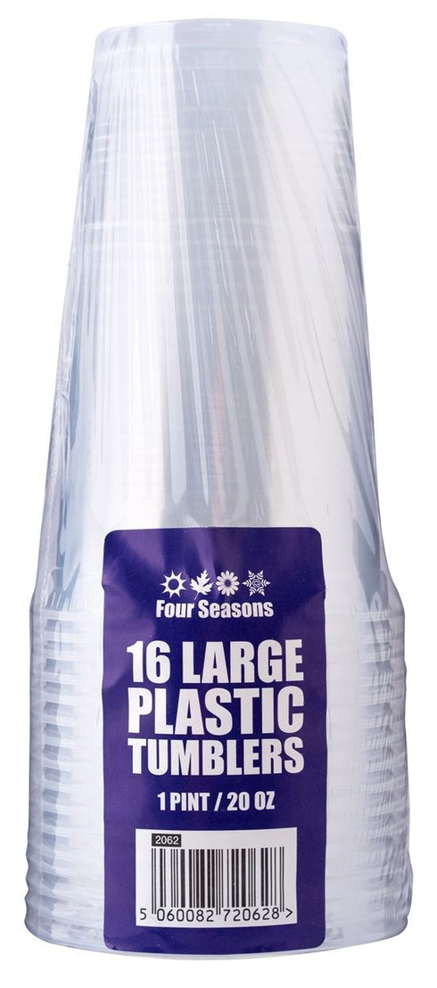 ALL SEASON 1 PINT CLEAR PLASTIC TUMBLERS 16/PK. 2062
