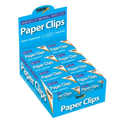 Lipped Paper Clips 33mm - Tiger Pack of 100 T302000