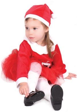 GRILS SANTA DRESS FOR AGE 2-3 YEARS ( HAT & DRESS ). TA9374