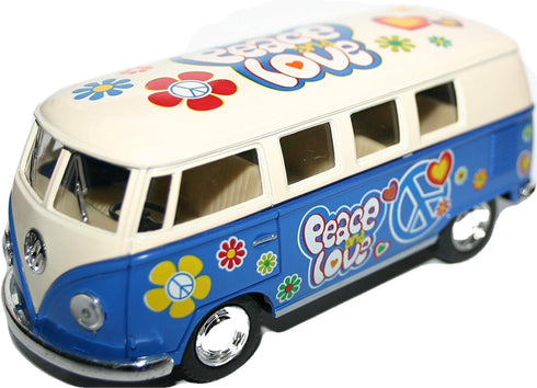 VW CAMPERVAN PEACE LOVE 1:32 SCALE DIECAST TOY CAR. TY4226