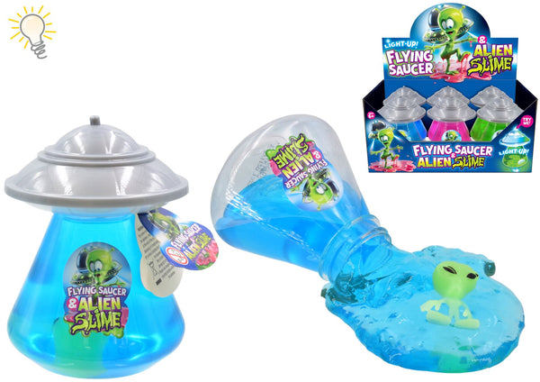 Alien Slime Toy - Light Up Flying Saucer with Pot 190gm TY1120