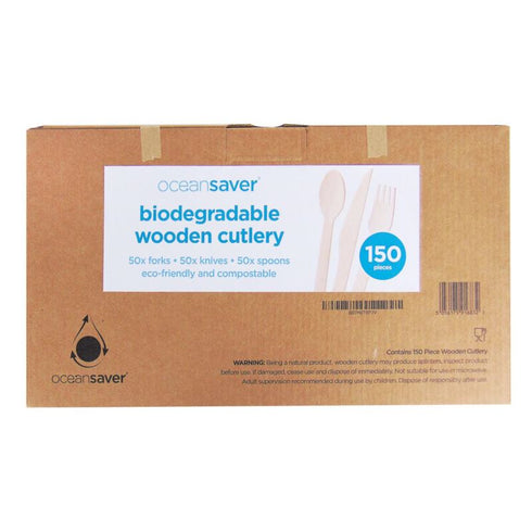 OCEAN SAVER BIODEGRADABLE WOODEN CUTLERY 150/PK. OL3180590TL