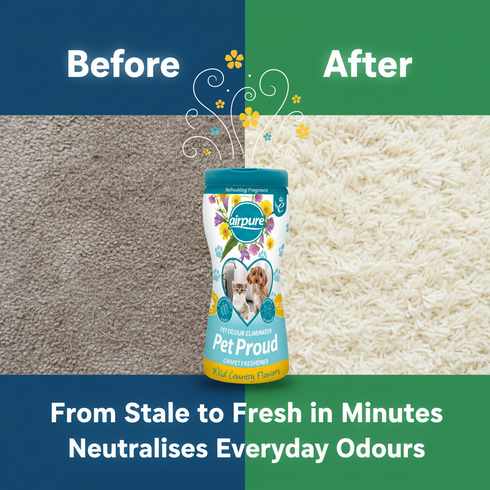AIRPURE PET PROUD CARPET FRESHENER WILD COUNTRY FLOWERS 500GM. PPCF017
