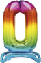 Giant Rainbow Number Balloon - 76cm Foil Number 0 | UNI13260