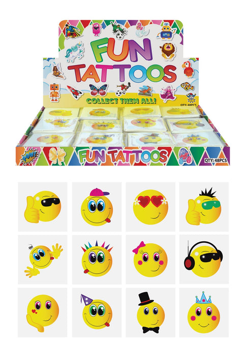Smile Face Tattoos - 48 Pack Mini Temporary Tattoos for Kids N51043