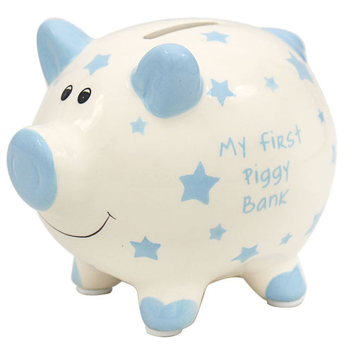 Blue Piggy Bank - Perfect First Savings Gift | MY FIRST PIGGY BANK
