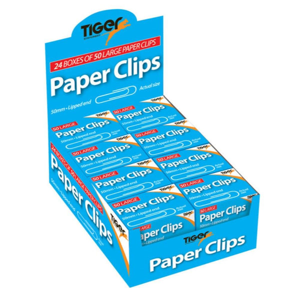 Large Paper Clips 50mm - TIGER BOX OF 50 | T302001