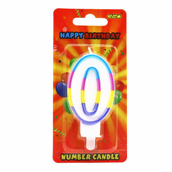 Rainbow Number Candle - Celebrate with GSD Rainbow Border Number 0