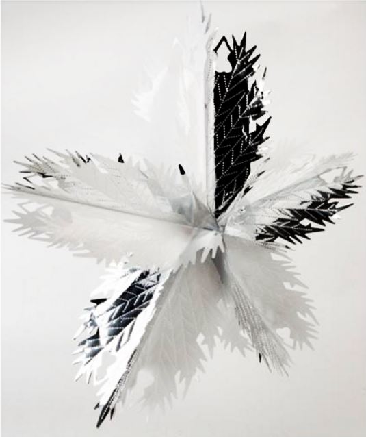 CHRISTMAS EMBOSSED HANGING SILVER AND WHITE FOIL STAR - 30 INCHES 551745. PM152360SW