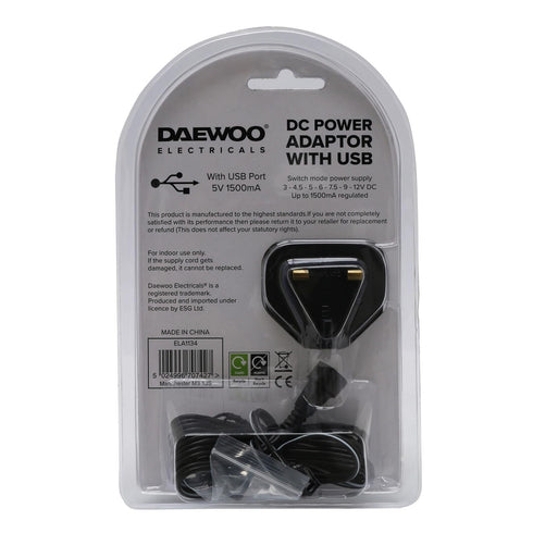 DAEWOO AC/DC Adapter with USB 1500mAh - ELA1134GED