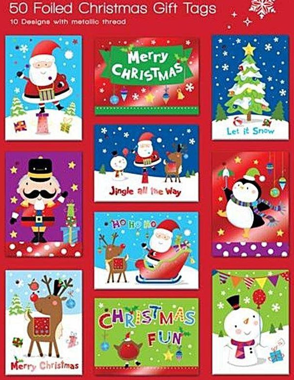 50 CHRISTMAS FOIL TAGS CUTE DESIGN. TOOP