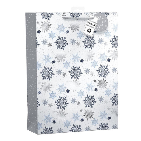 GIFTMAKER CHRISTAMS FALLING SNOWFLAKES EXTRA LARGE GIFT BAGS APX 47 X 33 CM. XAPGB67X