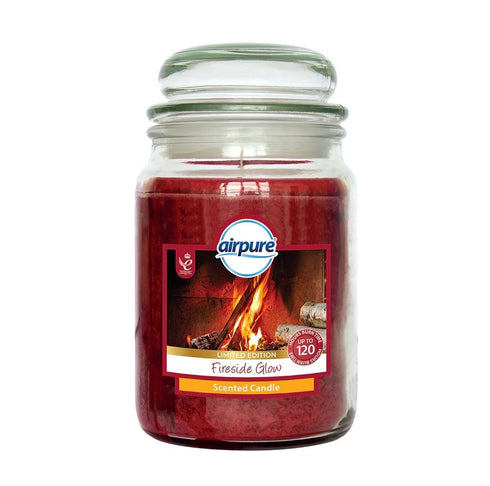 AIRPURE FIRESIDE GLOW SCENTED JAR CANDLE 510G UP TO 120HRS. 18OZ306