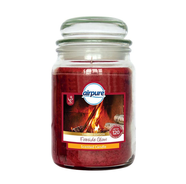 AIRPURE FIRESIDE GLOW SCENTED JAR CANDLE 510G UP TO 120HRS. 18OZ306