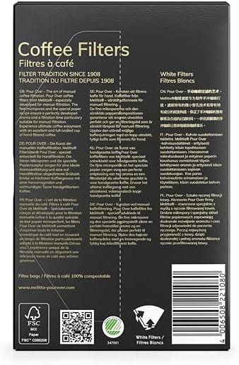 Pour Over Coffee Filters - Melitta 40 Pack 1x2 Filter Bags MEL6766272