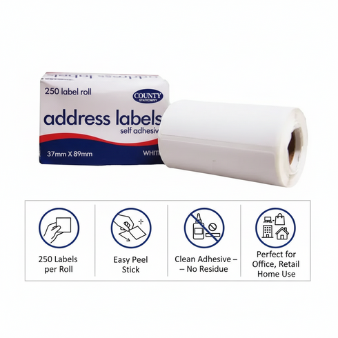 COUNTY 250 PACKS LABELS ON ROLL. C160