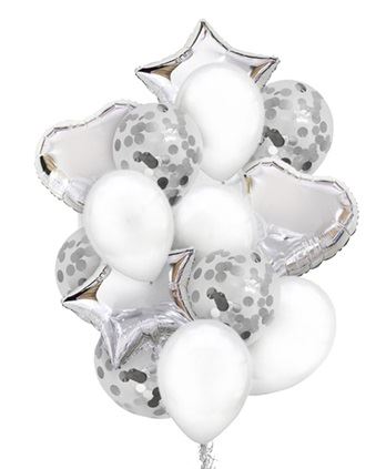 EUROWRAP 14 PIECE BALLOON SET SILVER APX 45 X 45 CM. 28857-SCC