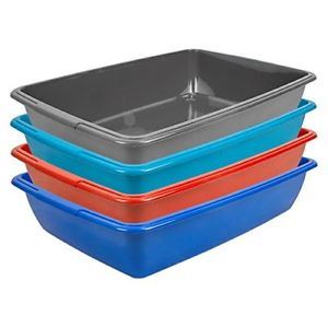 ASSORTED COLOUR WHITEFURZE CAT LITTER TRAY 42CM. P0301