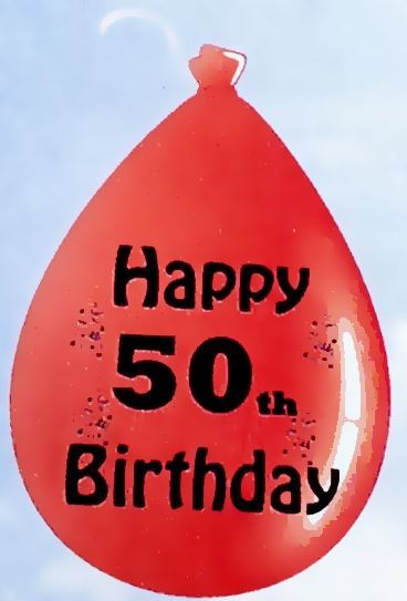 10 HAPPY 50TH BIRTHDAY MULTICOLOUR BALLOONS. BO150