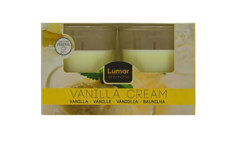 LUMAR AROMATIC VANILA CREAM GLASS CANDLE JAR 2/PK. PS109100